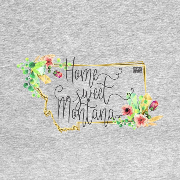 Floral Home Sweet Montana US State Pride Proud 406 by porcodiseno